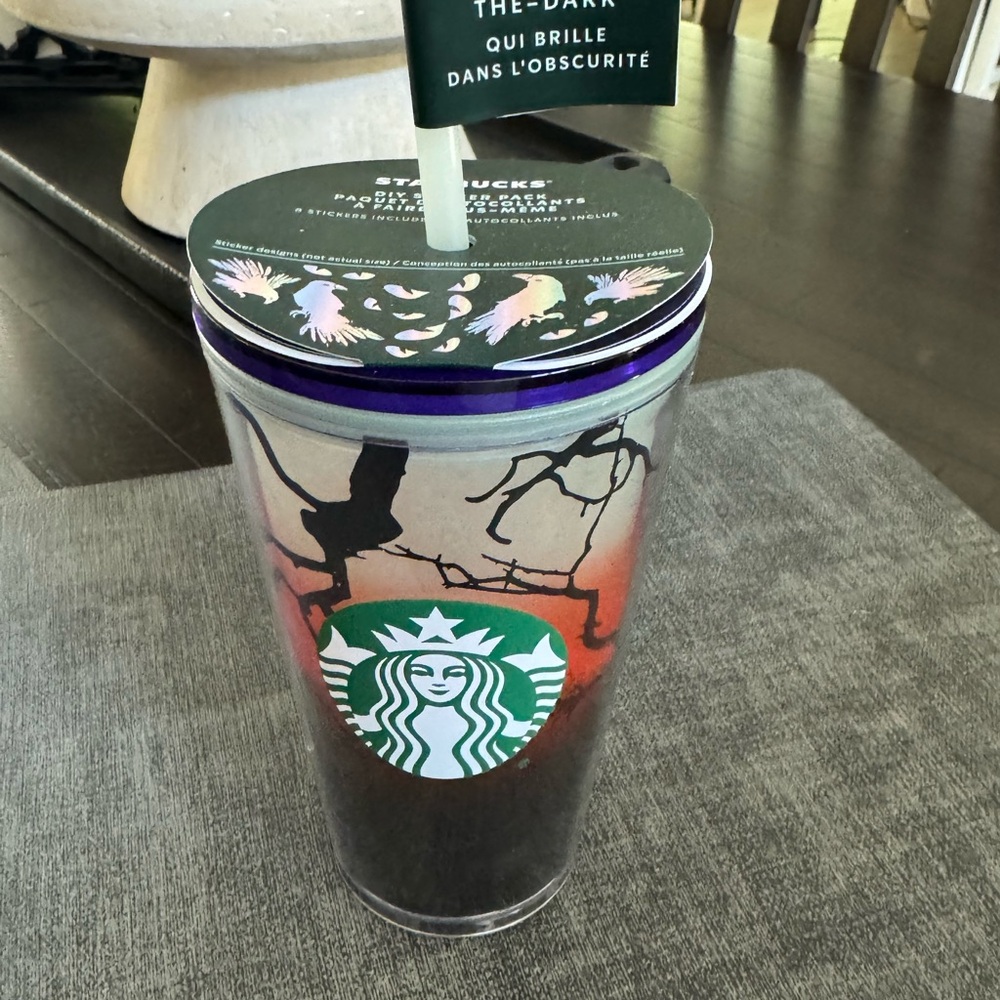 New Starbucks 2022 Fall Halloween Ravens Perch Glow in the dark 16 oz tumbler